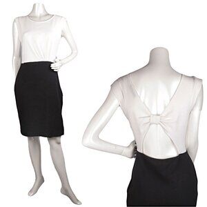 MYSTIC Open Back Dress Two Tone Knee Length Stretch Lightweight Black White
